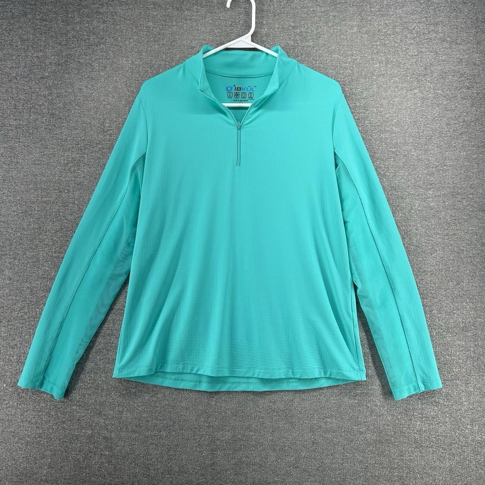 Ibkul 1/4 Zip Golf Pullover Women Size Large Aqua Blue UPF 50 Quick Dry